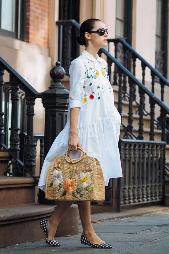 look con bolsa de paja