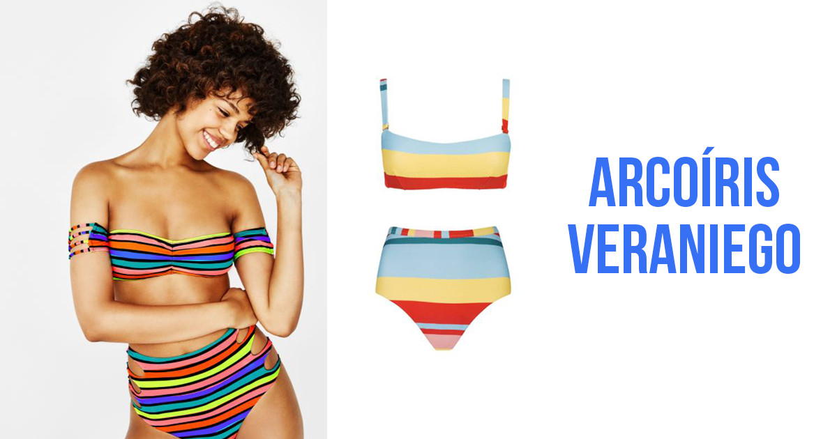 arcoíris veraniego, traje de baño colorido