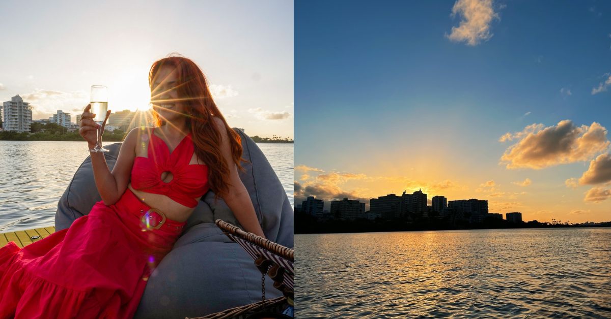 Olive Boutique Hotel, Condado, picnic flotante, atardecer, sunset floating experience, san juan, puerto rico